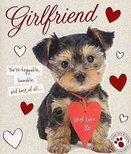 Girlfriend Cute Puppy Dog Valentine's Day Greeting Card