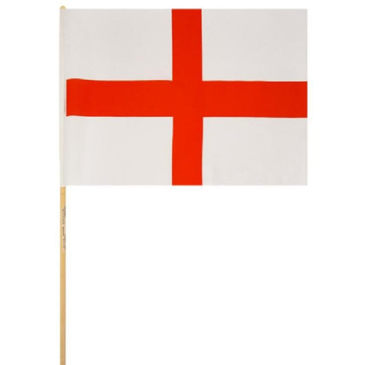 St George Nylon Hand Flag with 62cm Wood Stick