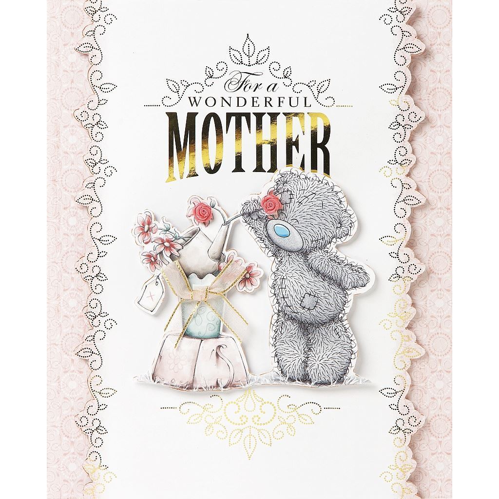 For A Wonderful Mother Bear & Flowers Large Luxury Mother's Day Card