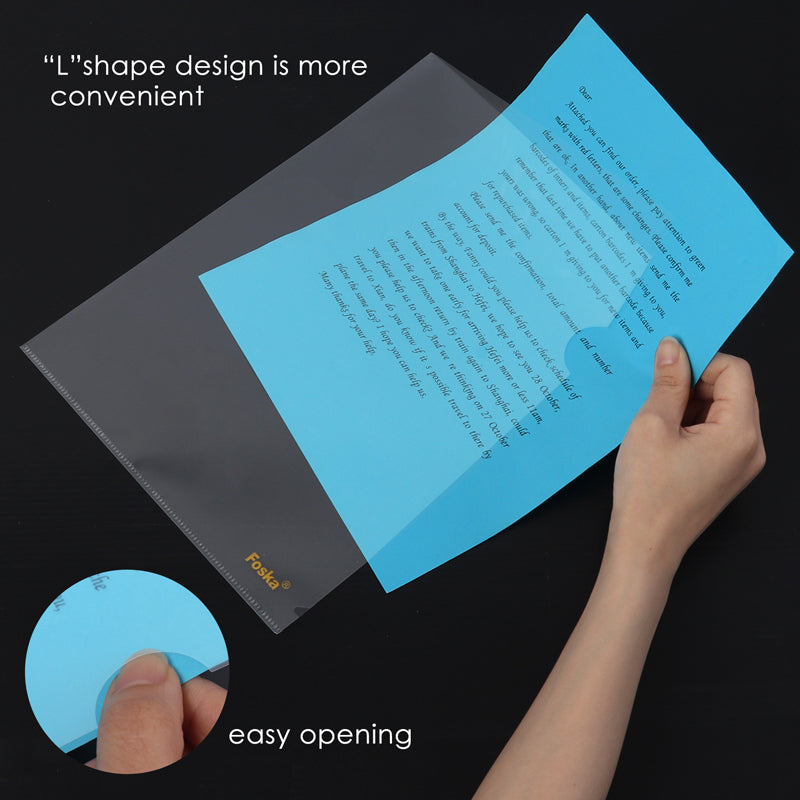 Pack of 12 A4 Open Top and Side L Folders Sleeves