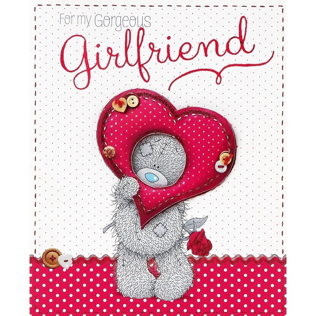 For My Gorgeous Girlfriend Bear & Heart Valentine's Day Card