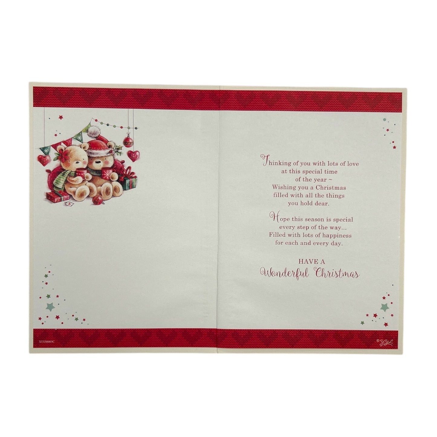 To a Special Granddaughter and Boyfriend Sweet Teddies Design Christmas Card