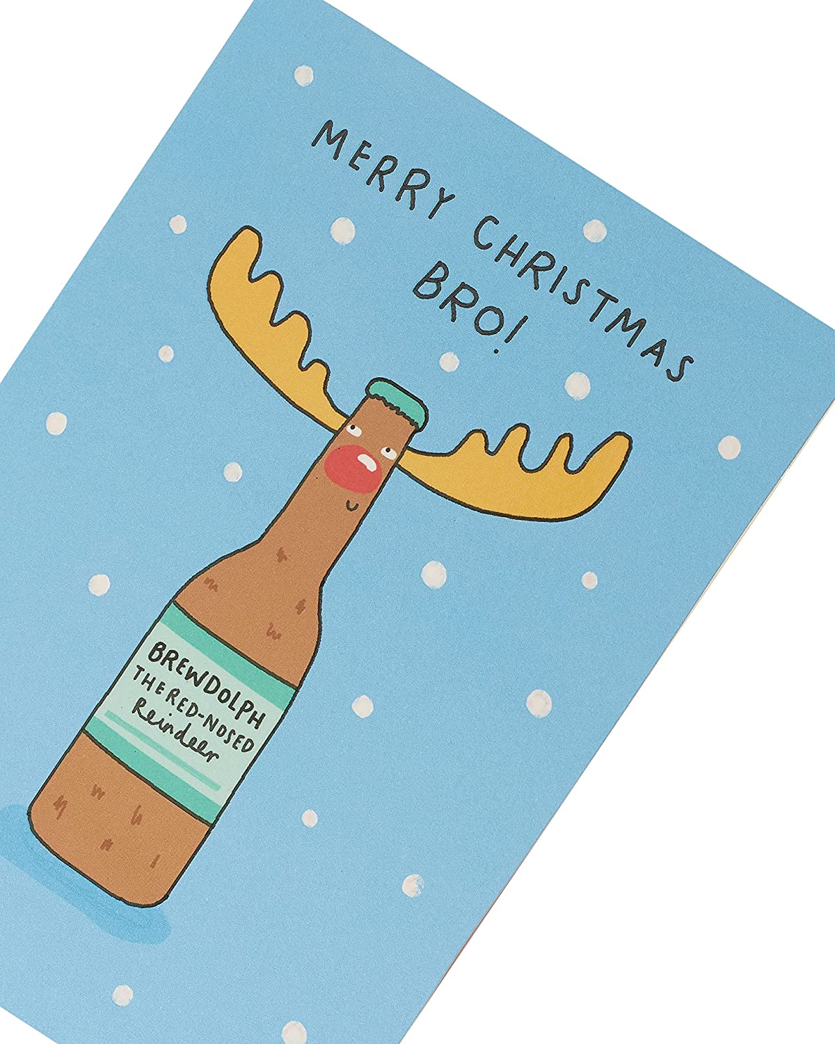 Brother Christmas Card Reindeer Drinking Beer Funny 