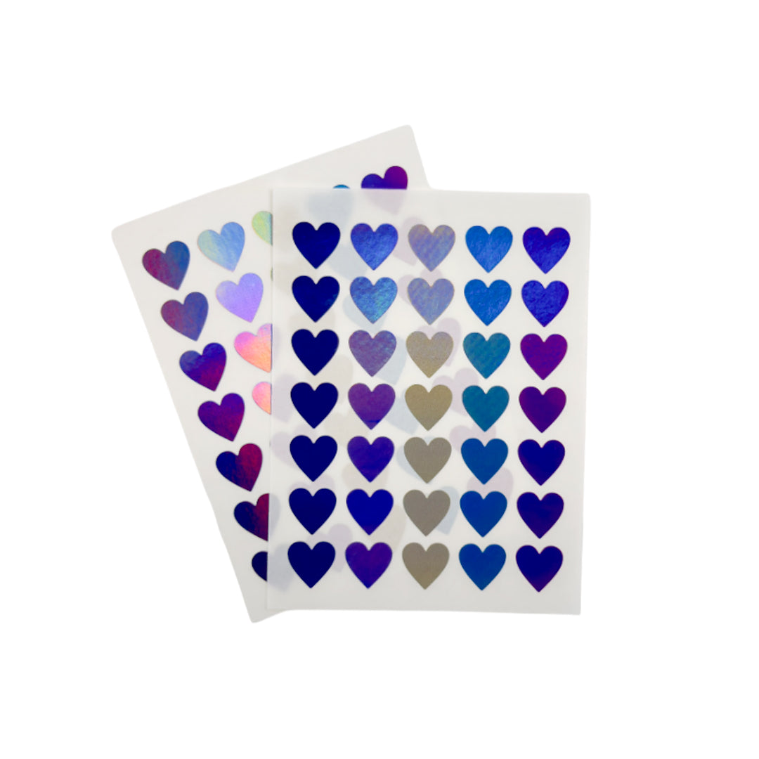 Pack of 420 Assorted Fashion Coloured Holographic Hearts Self-Adhesive Labels