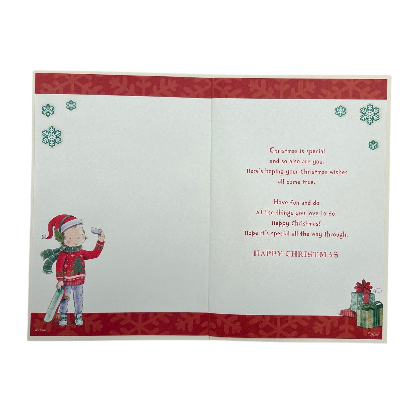 For a Special Grandson Selfie Design Christmas Card With Badge