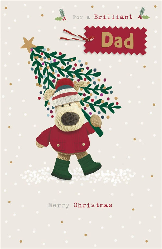 Boofle Carrying Big Xmas Tree Dad Christmas Card