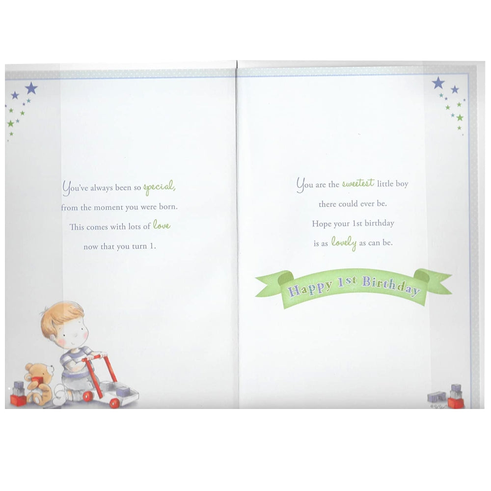 Little Boy Playing With Toy Son Age 1 Candy Club Birthday Card