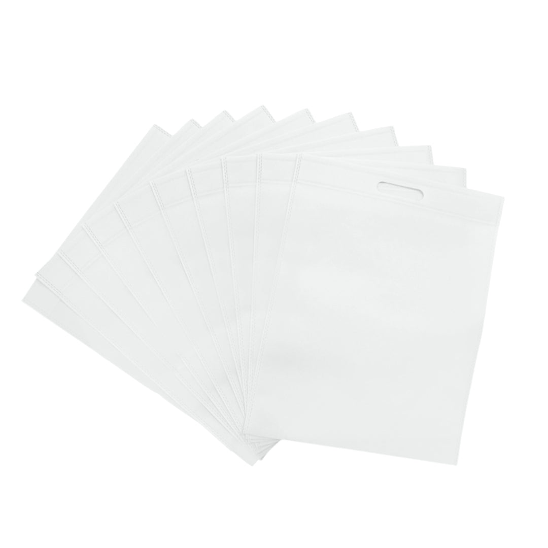 Pack of 100 White Coloured 45x35cm Non-Woven Patch Handle Bags