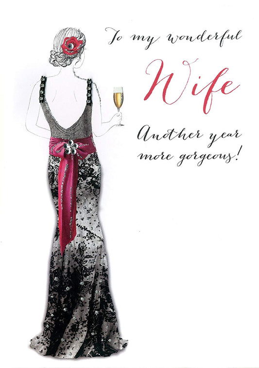 Wonderfull Wife Birthday Embellished Greeting Card Joie De Vivre Range Cards