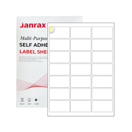 Pack of 2100 White 64x38mm Self Adhesive Labels (21 Labels per A4 Sheet)
