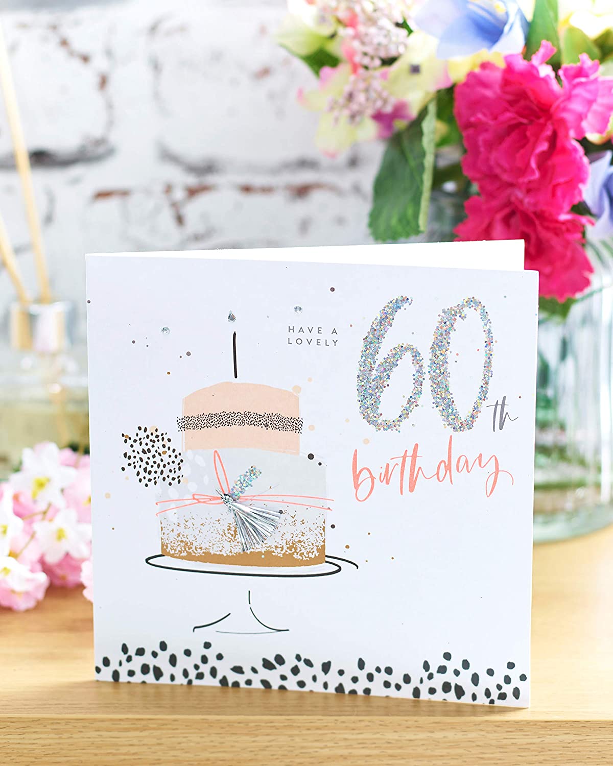 Neon Hand Finished 60th Birthday Card 