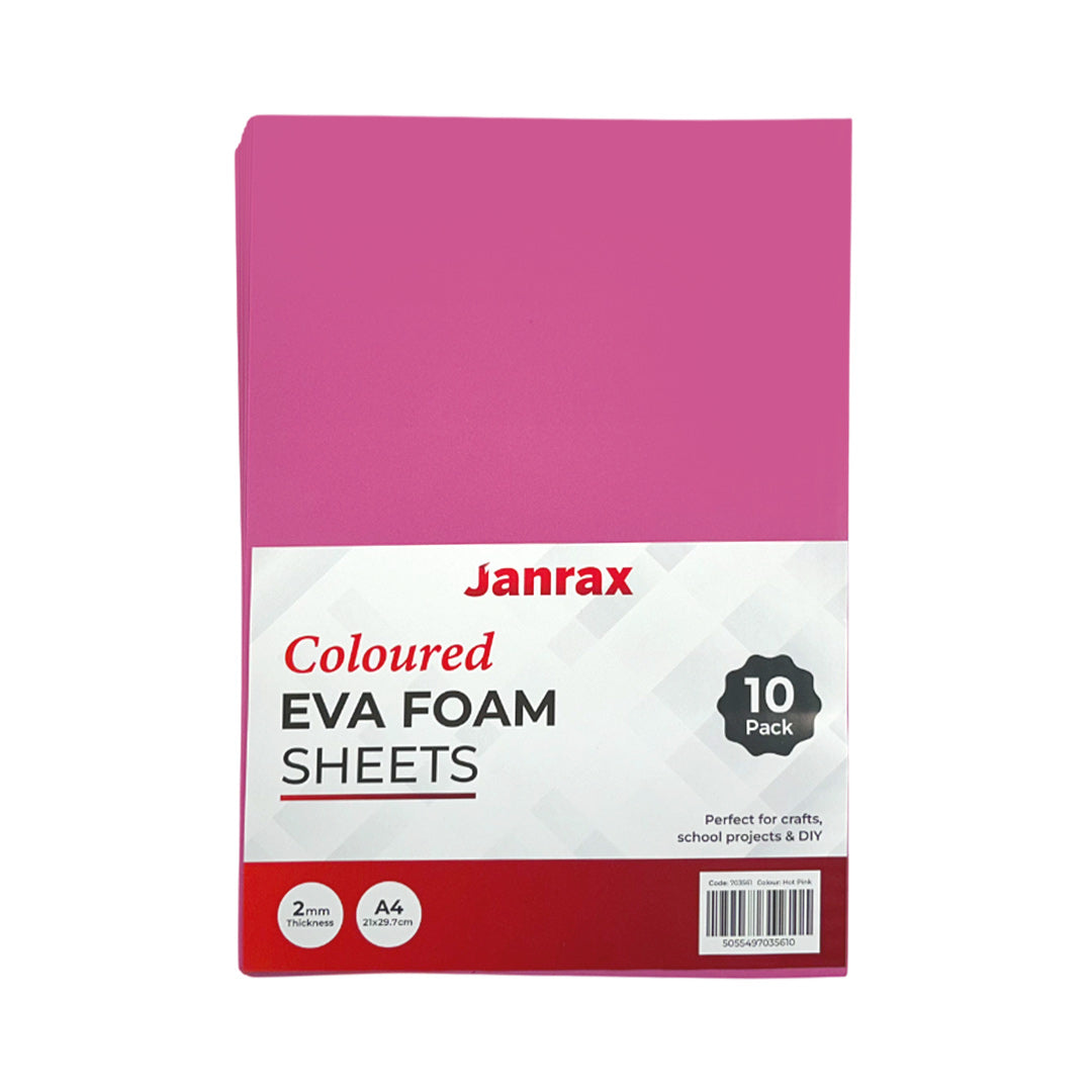 Pack of 200 A4 Hot Pink Coloured EVA Foam Sheets