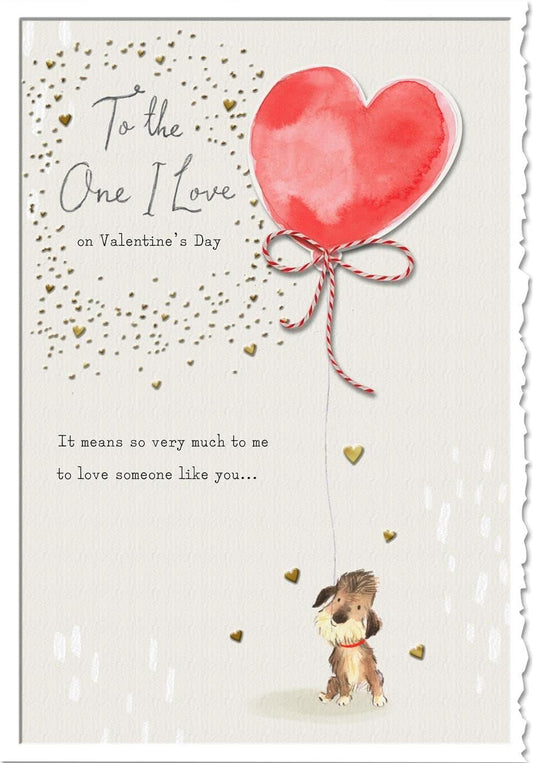 3D Design To The One I Love Dog & Heart Valentines Card