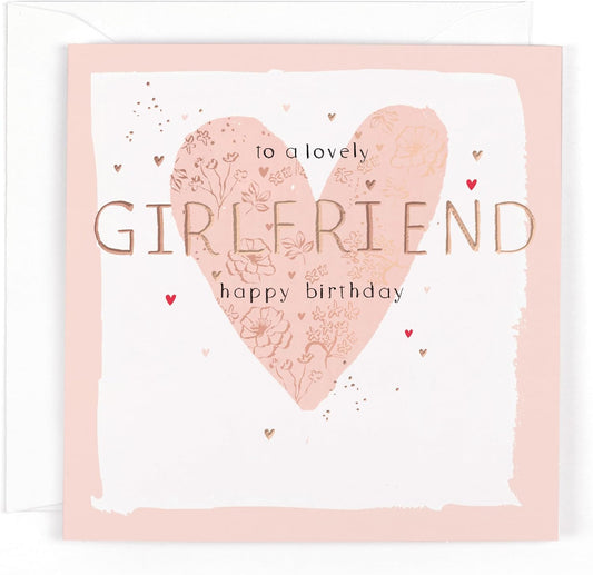 Contemporary Heart Design Luxury Lovely Girlfriend Birthday Card