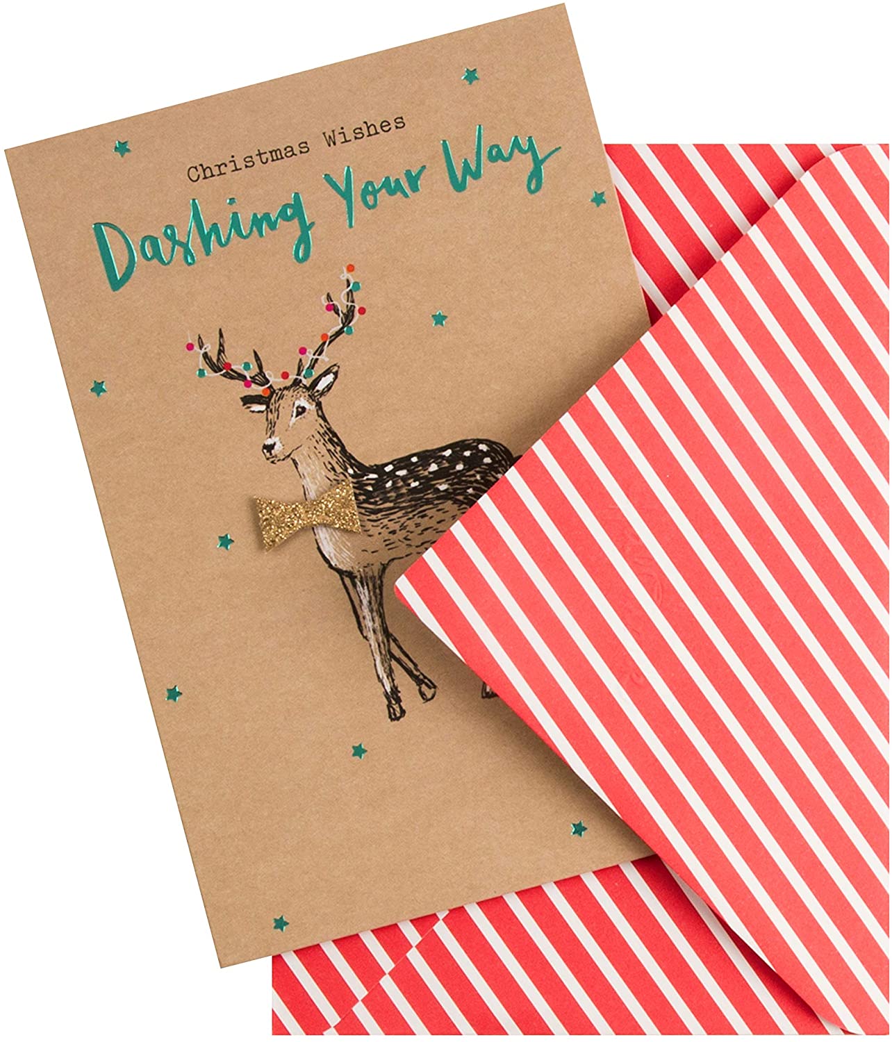 Reindeer with Bow-Tie Design Christmas Card 