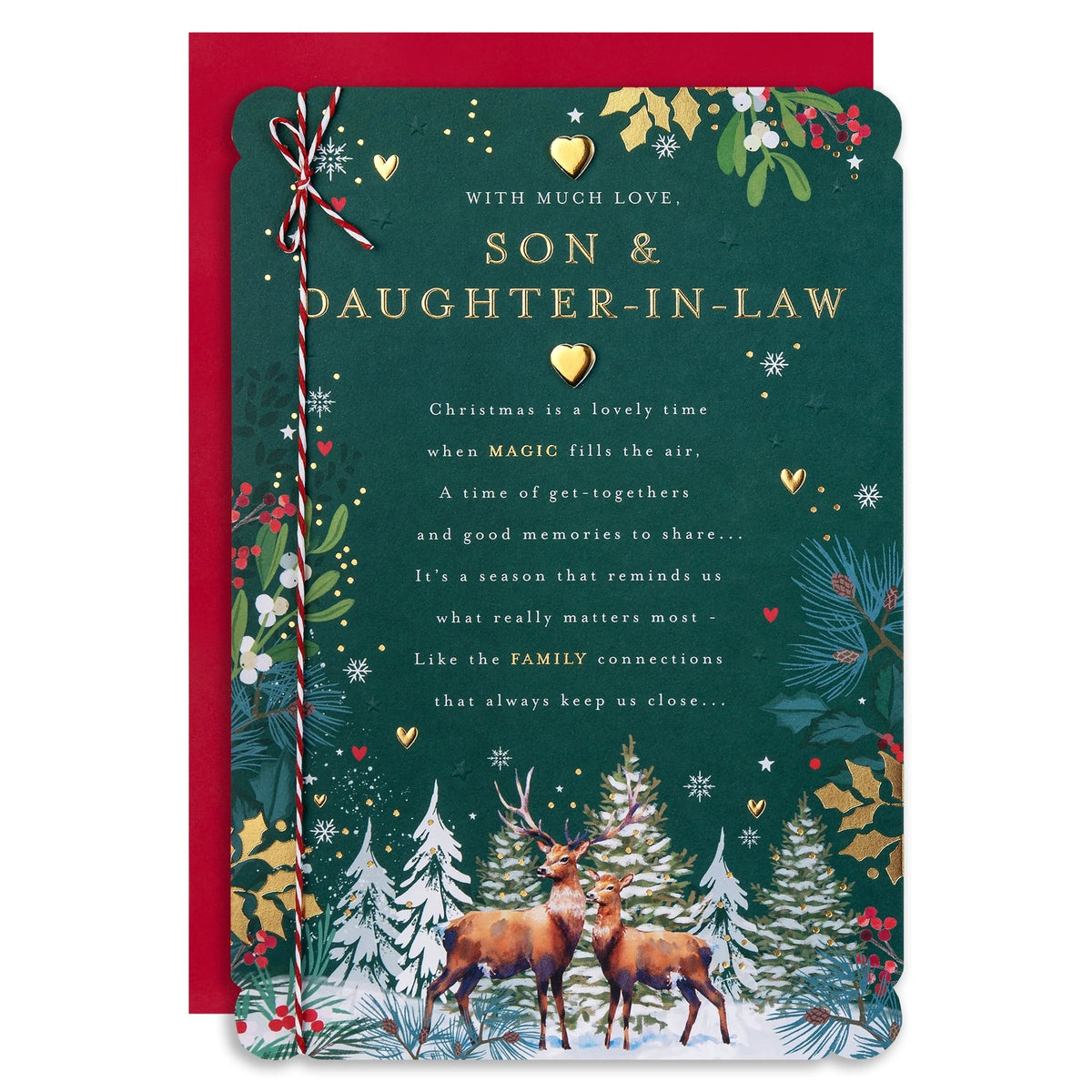 Traditional Illustrated Winter Forest Scene Design Son & Daughter In Law Christmas Card