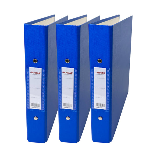 Pack of 3 A5 Blue Paper Over Board Ring Binders by Janrax