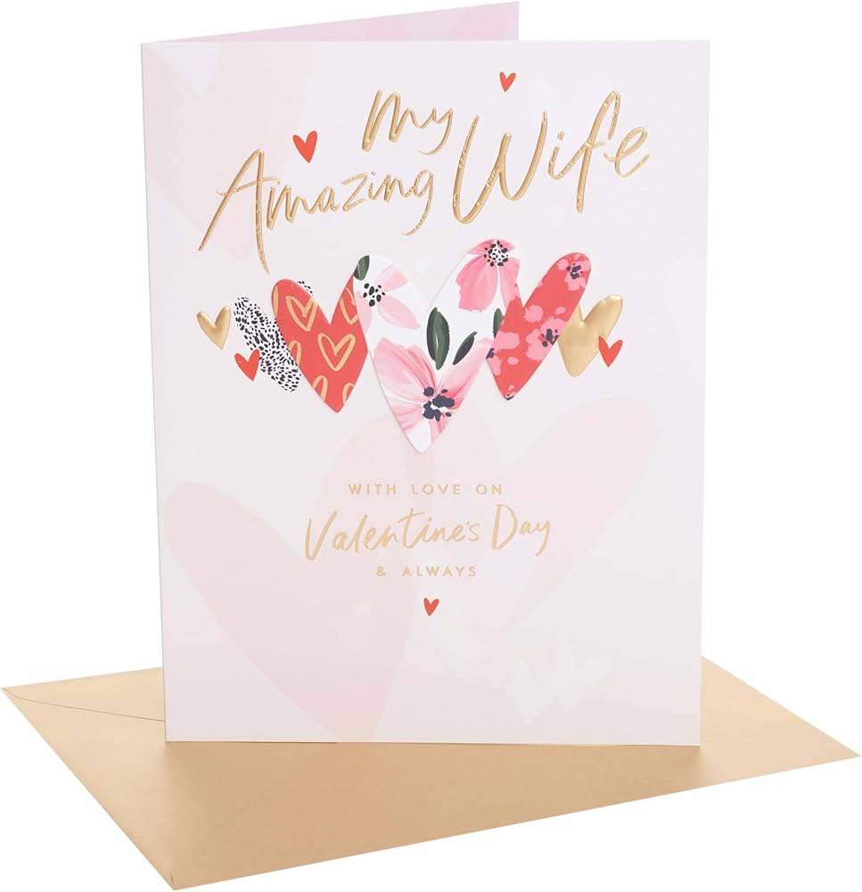 Hearts Design Amazing Wife Valentine's Day Card