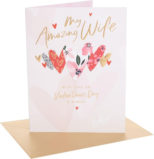 Hearts Design Amazing Wife Valentine's Day Card