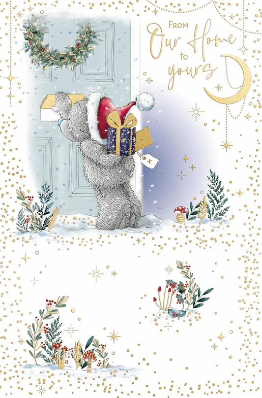 Bear At Letter Box From Our House To Yours Christmas Card