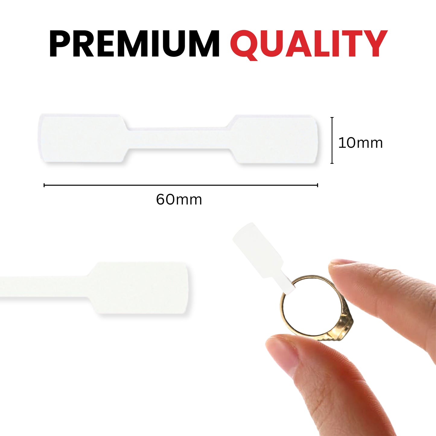 Pack of 90 White Jewellery Labels 10x60mm