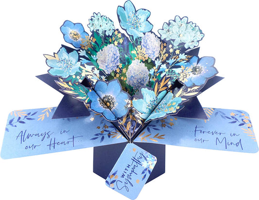 Sympathy Pop Up Greeting Card Blue Floral 