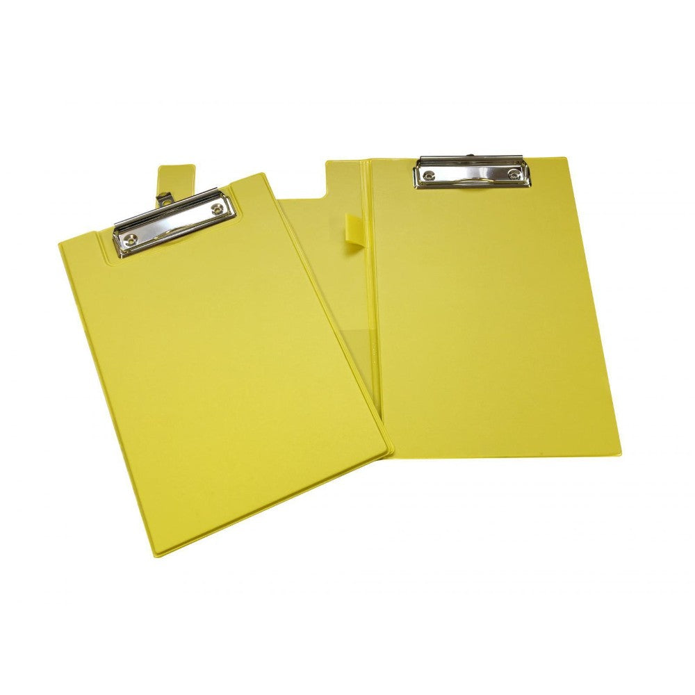 A5 Yellow Foldover Clipboard with Pen Holder