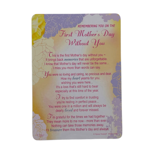 Remembering You On The First Mother's Day Without You Keepsake Graveside Card 