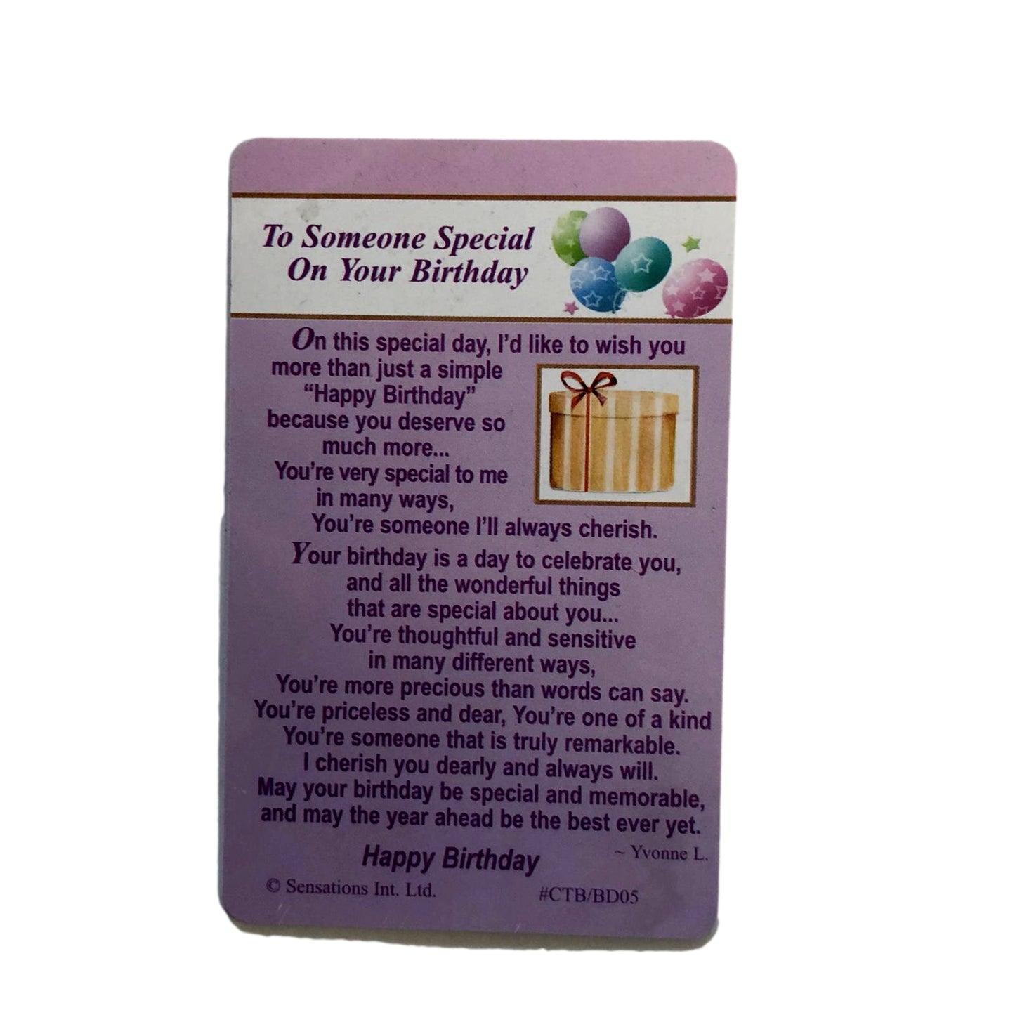 To Someone Special on Your Birthday ....Wallet Card (Sentimental Keepsake Wallet / Purse Card)