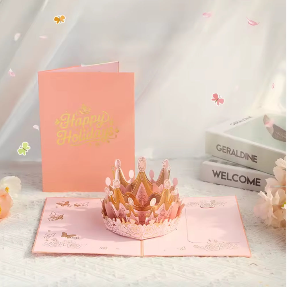 Elegant Crown 3D Pop Up Holiday Card