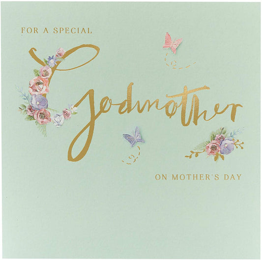 Special Godmother Florals & Gold Metallic lettering Mother's Day Card