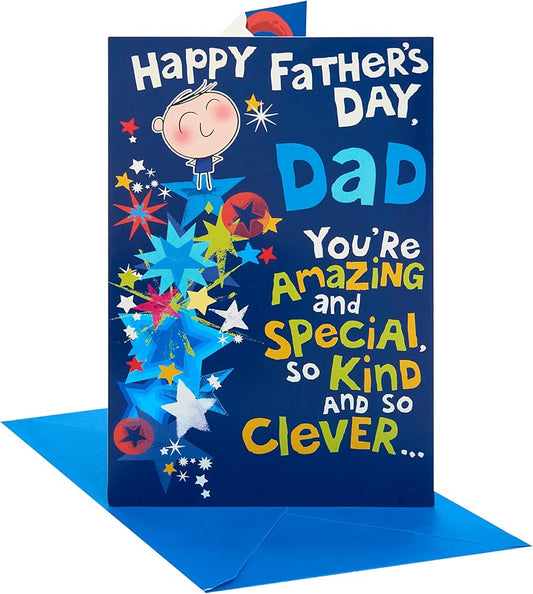 Wigwam Character Stood on Cluster of Stars Design For Dad Father's Day Card