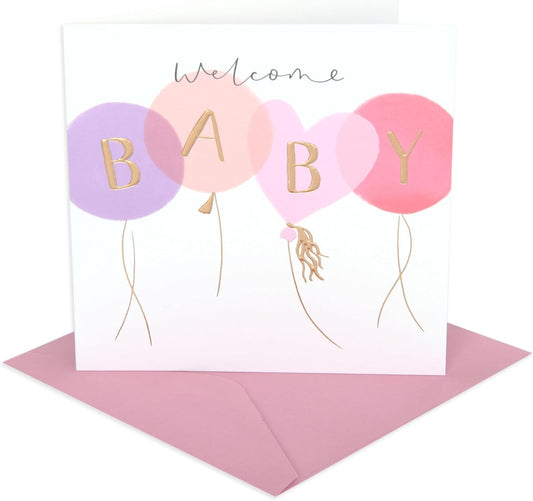Balloons Design New Baby Girl Congratulations Card