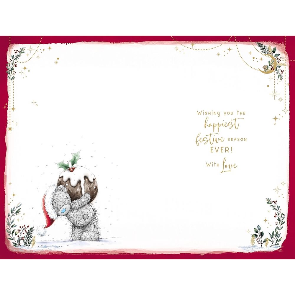Bear Dressed As Christmas Pudding Great Nan Christmas Card