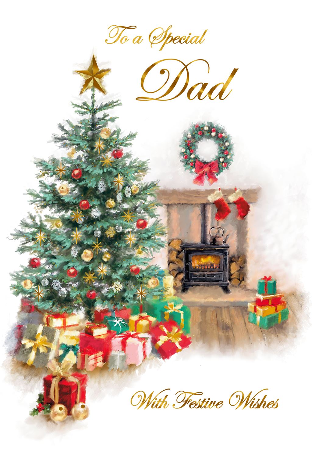 Xmas Tree Gifts Design Dad Christmas Card