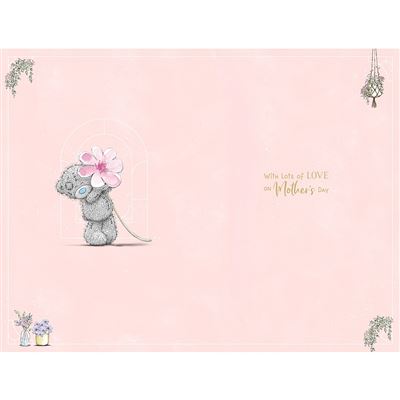 Mum You Deserve Bear With Vase Of Flowers Design Mother's Day Card