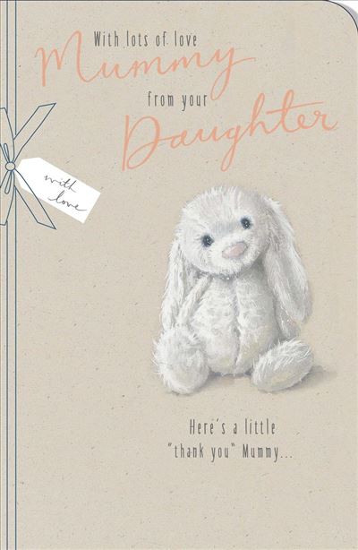 Bunny, From Your Daughter Flitter Finish Watermark Cute Mother's Day Card