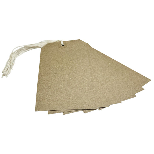 Pack of 50 Brown Buff Strung Tags 134mm x 67mm