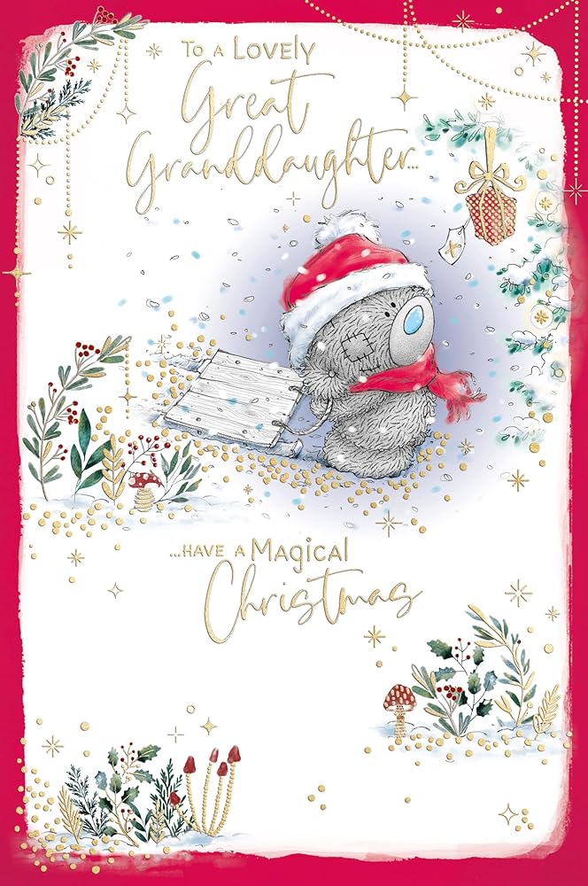 Bear And Sledge For Great Granddaughter Christmas Card