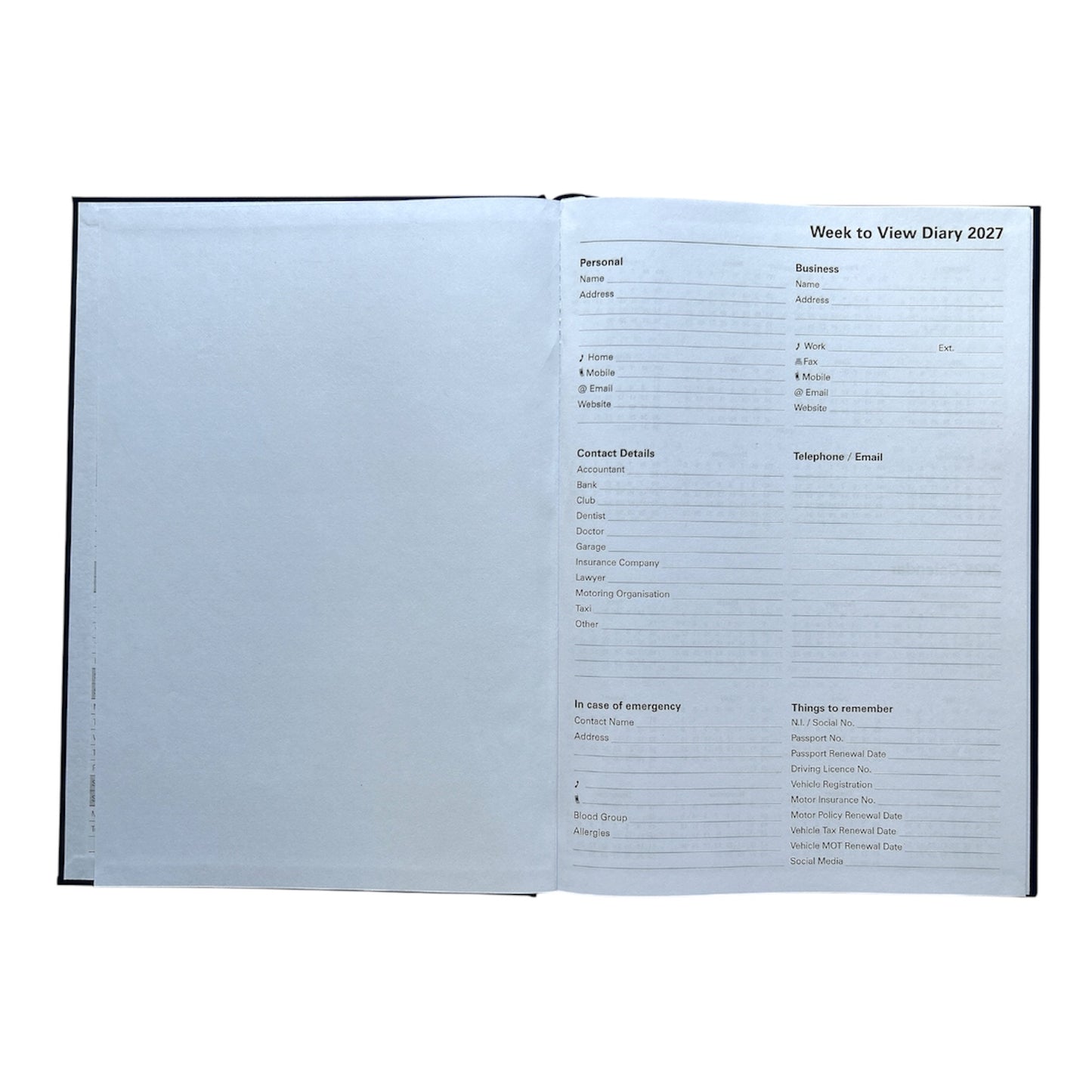 Janrax 2027 A4 Week To View Blue Desk Diary