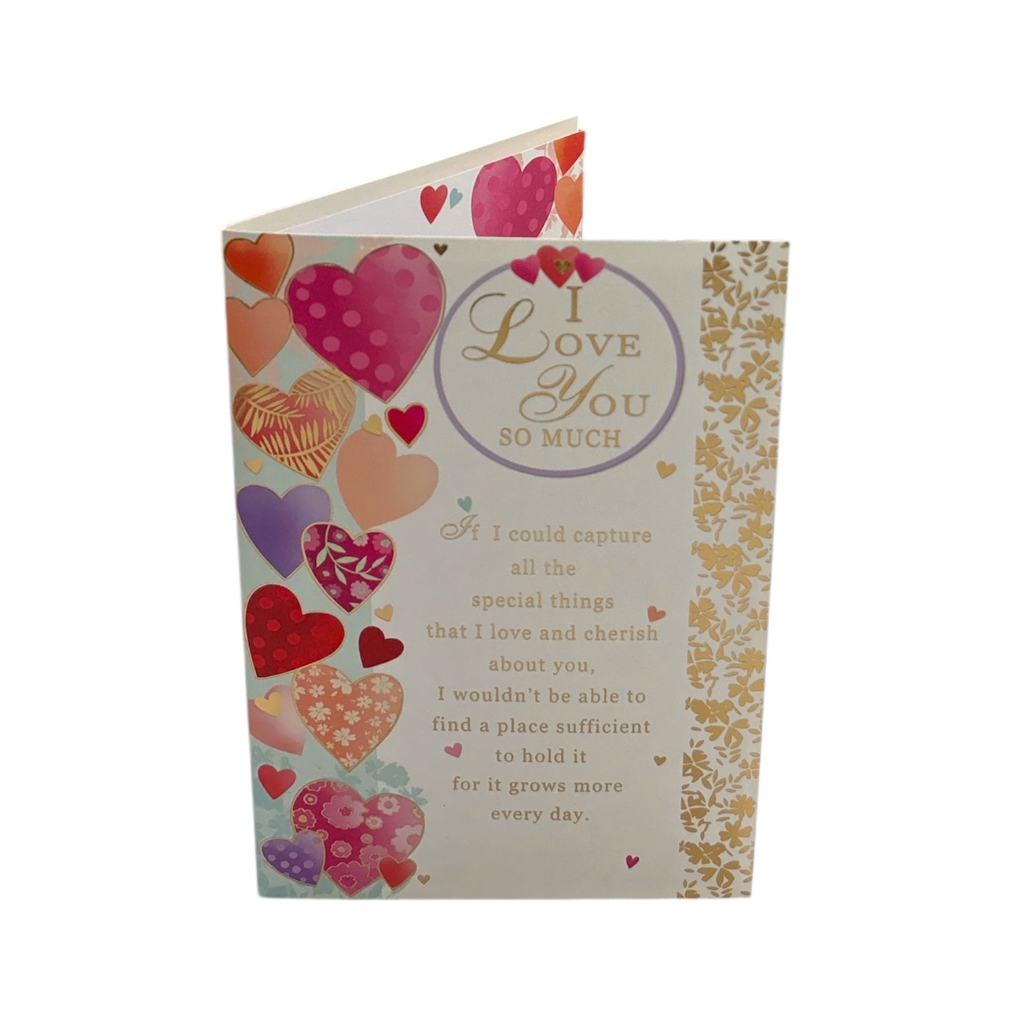 I Love You So Much Colourful Hearts Design Open Card