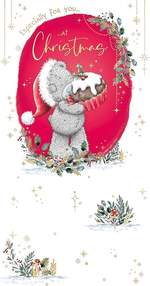 Bear With Xmas Pudding Especially For You Christmas Card