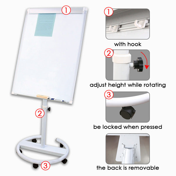 Metal Magnetic Background Rotatable Magnetic Flip Chart Pad Whiteboard 70 x 100cm 