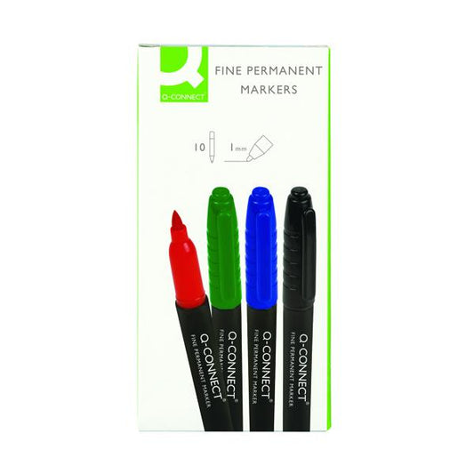 Pack of 10 Assorted Colour Permanent Markers Bullet Tip Fine