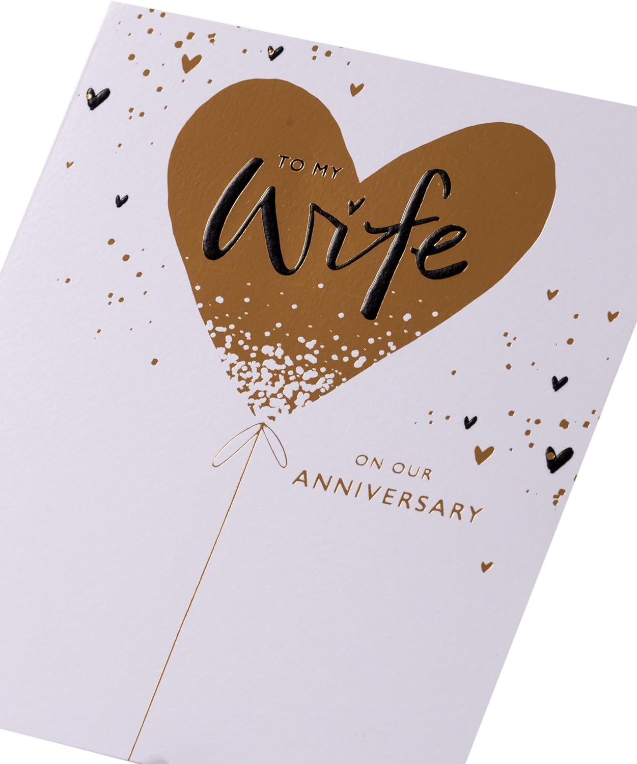 Gold Heart Balloon Design Wife Anniversary Card