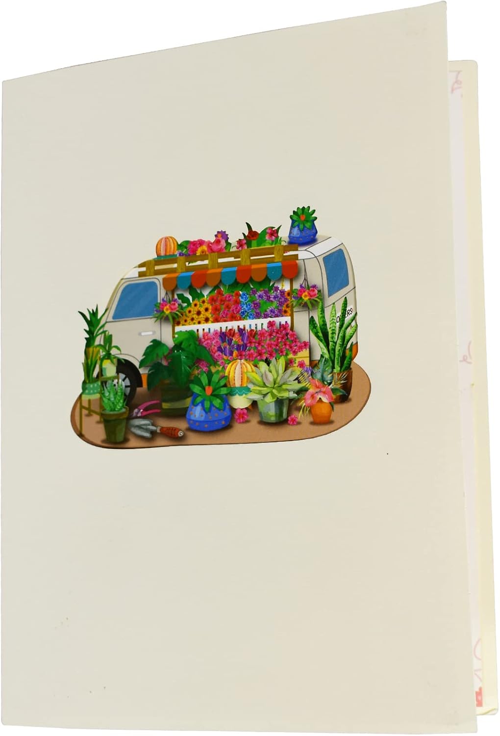 Truck Overflowing With Colorful Flowers 3D Pop Up Greeting Card