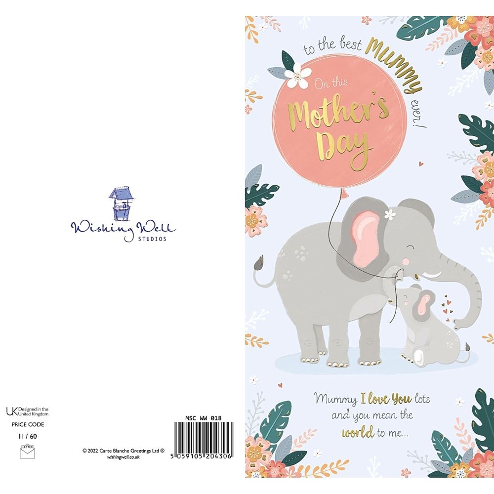 To The Best Mummy Elephants Design Mother's Day Card