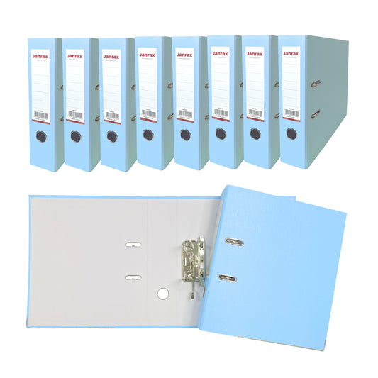 Pack of 10 A4 Pastel Blue Paperbacked Lever Arch Files by Janrax