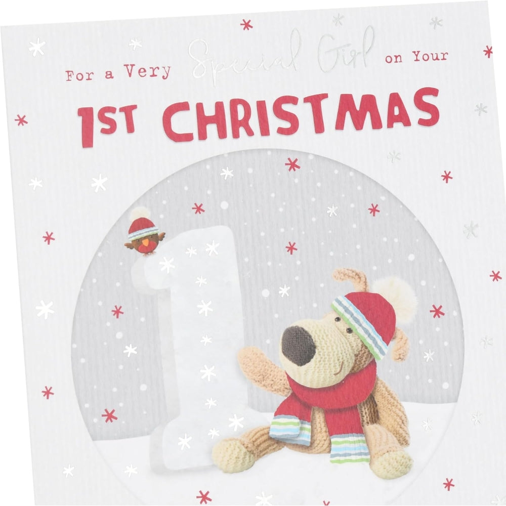 Boofle with Number Special Girl 1st Christmas Card