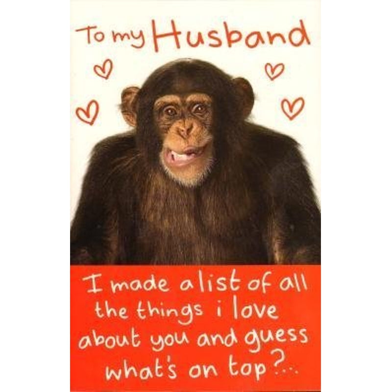 To My Husband Monkey Design Valentine's Day Card